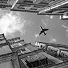 истамбул, каракьой, черно бяла фотография, град, сгради, улици, небе, самолет, мегаполис, пътешествия 