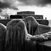 Nature, landscape, sky, clouds, sea, sand, coast, stone, rock, flowers, seasons, photo, image, picture, b&w, black and white, winter, icy, frozen