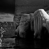 Nature, landscape, sky, clouds, sea, sand, coast, stone, rock, flowers, seasons, photo, image, picture, b&w, black and white, winter, icy, frozen