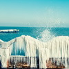 Nature, landscape, sky, clouds, sea, sand, coast, stone, rock, flowers, seasons, photo, image, picture, color, winter, icy, frozen